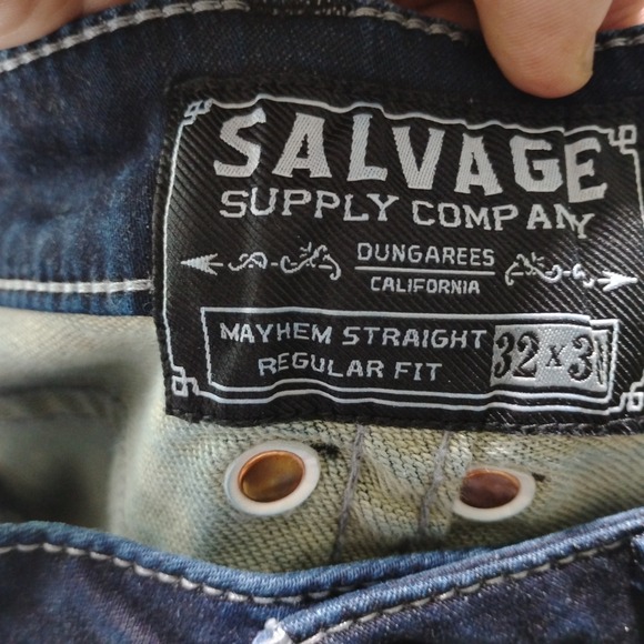 BKE Salvage Supply Co Mayhem Straight Jeans Men's 32 32x31 Regular Fit Dark Wash - Picture 13 of 16